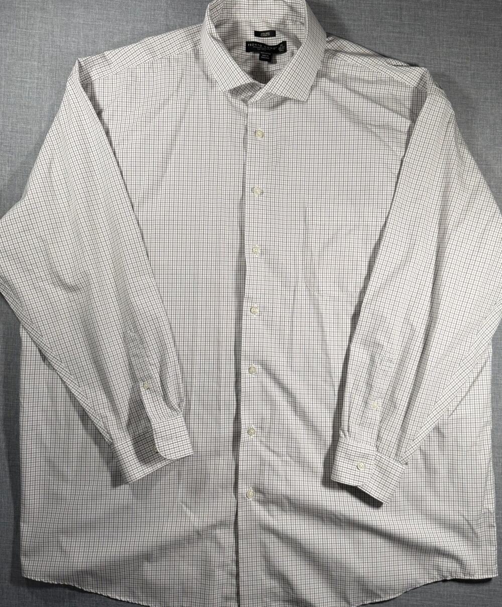 Pronto Uomo Big & Tall Dress Shirt 20 36/37 Tall Collared Check White/black